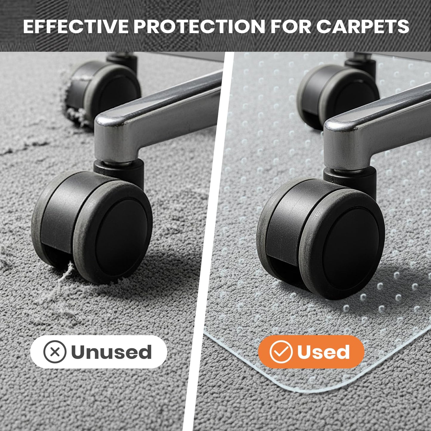 COSYLAND Office Chair Mat for Carpet Floor - 90x120cm PVC Floor Mat with Non-Slip Plastic Studs