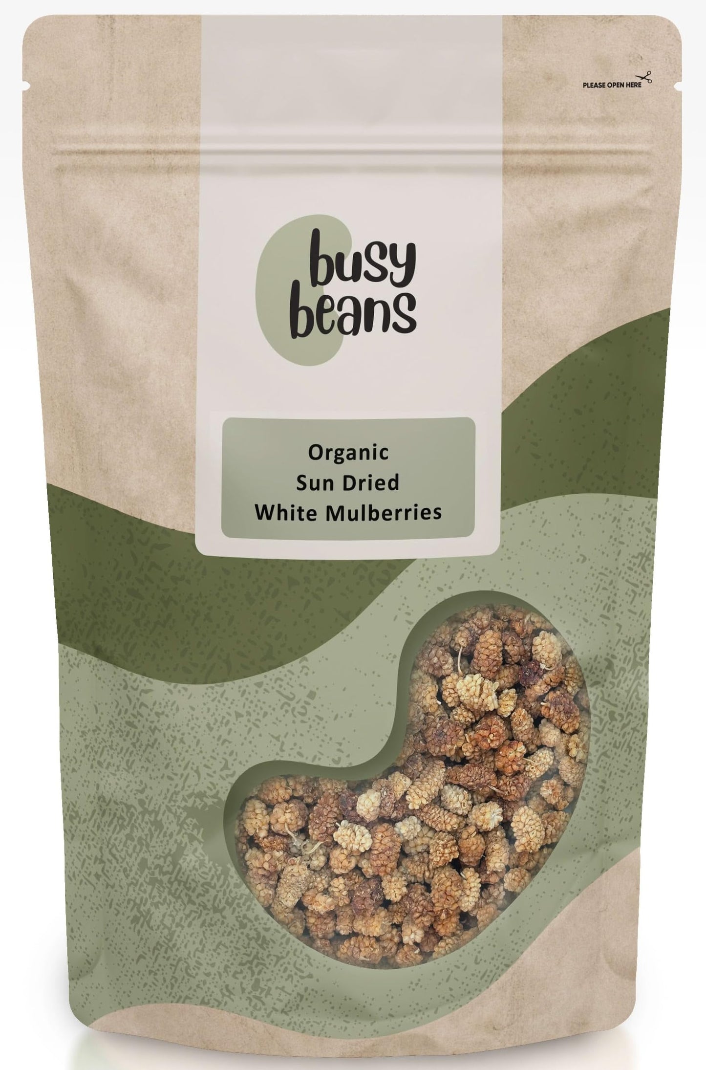 Organic Sun Dried White Mulberries - Certified Organic - by Busy Beans Organic (500g)
