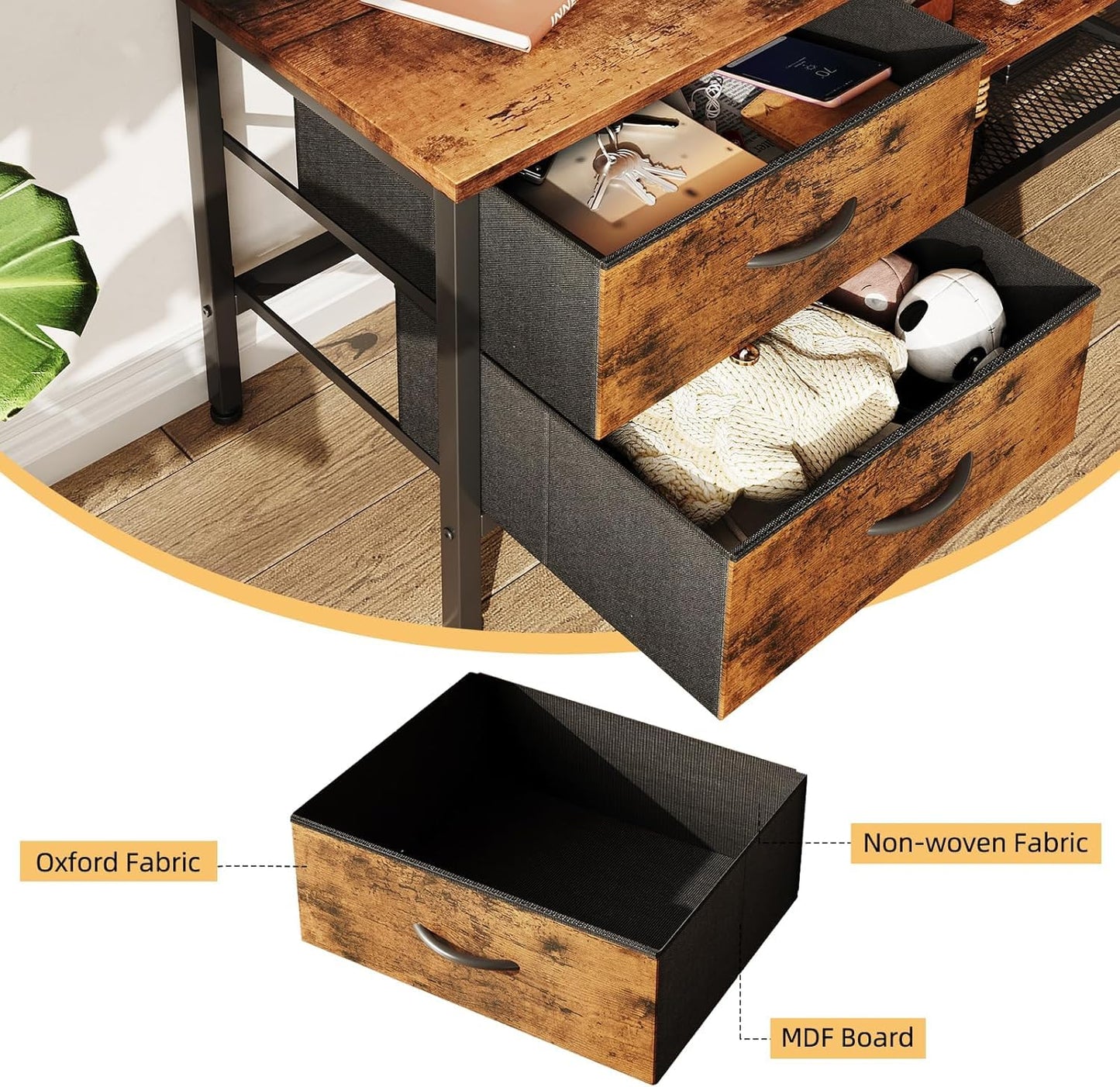 CAIYUN TV Stand with Storage, TV Table 63 Inch with Drawers for 65 70 Inch TV, TV Console Table, TV Bench for Living Room, Bedroom(Brown,63 Inch)