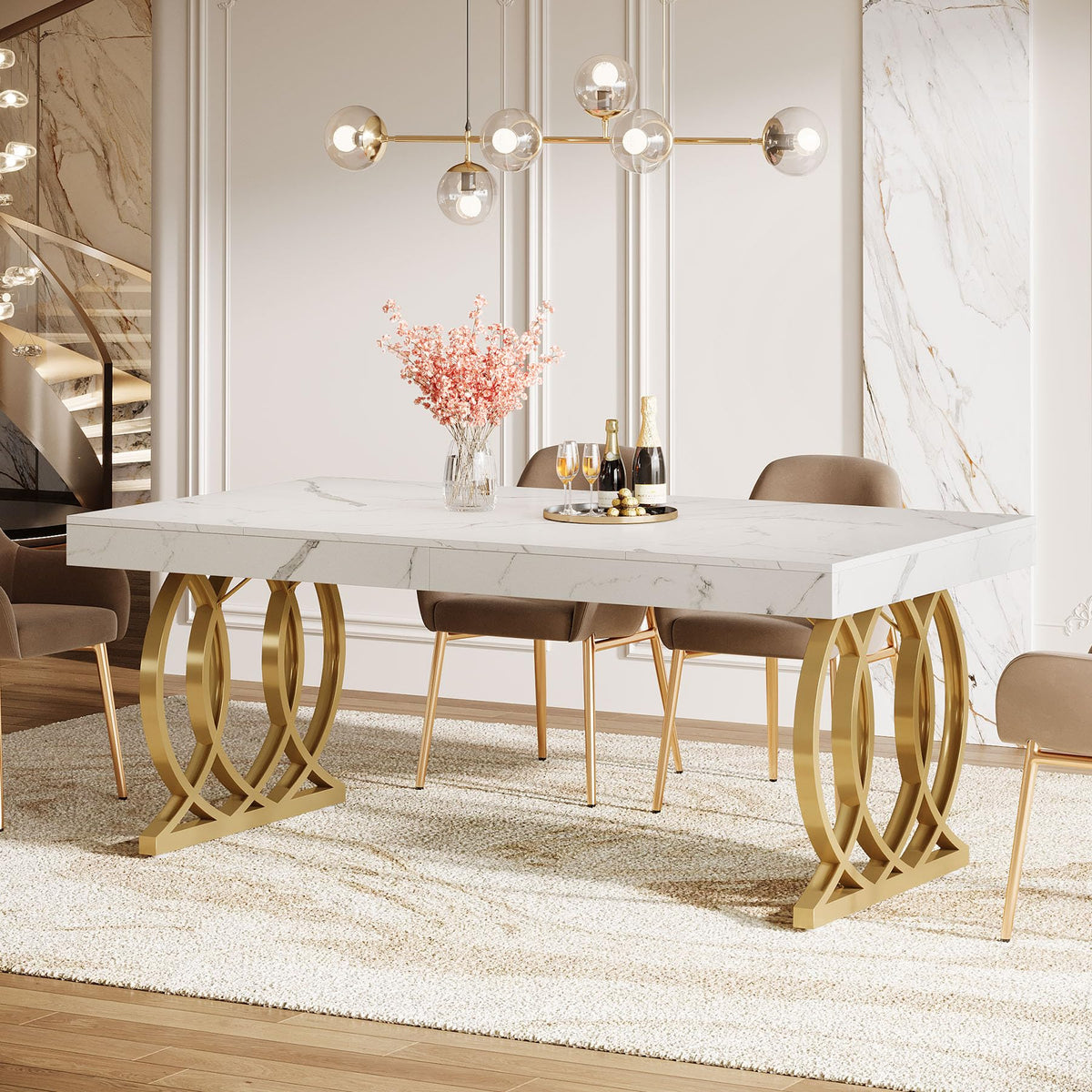 Tribesigns 63-Inch Rectangle Dining Table for 4-6, Modern Kitchen Table