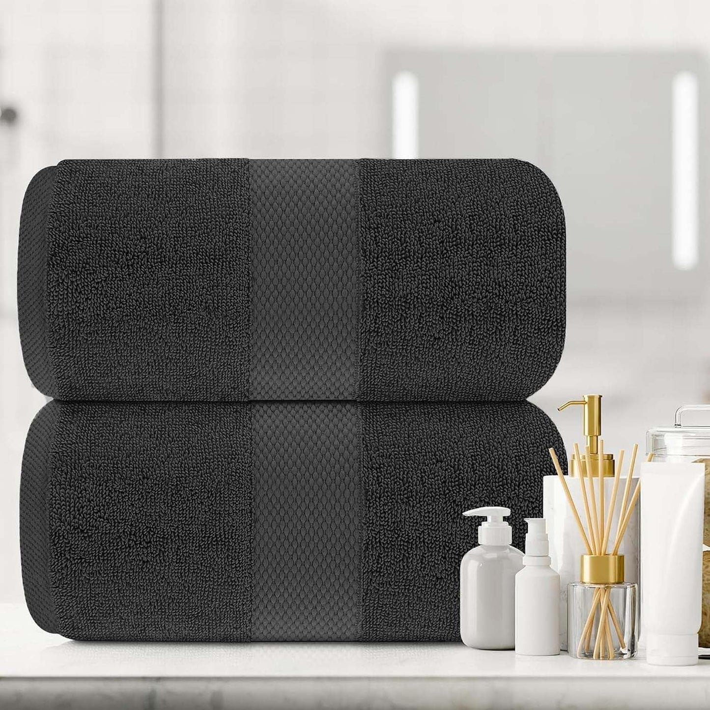 Hieftan Towels Bath Sheet Set – 100% Cotton Pack of 2 Extra Large Bath Sheets Towel 600gsm Highly Absorbent Rapid Dry Super Sheets for Bathroom 140 X