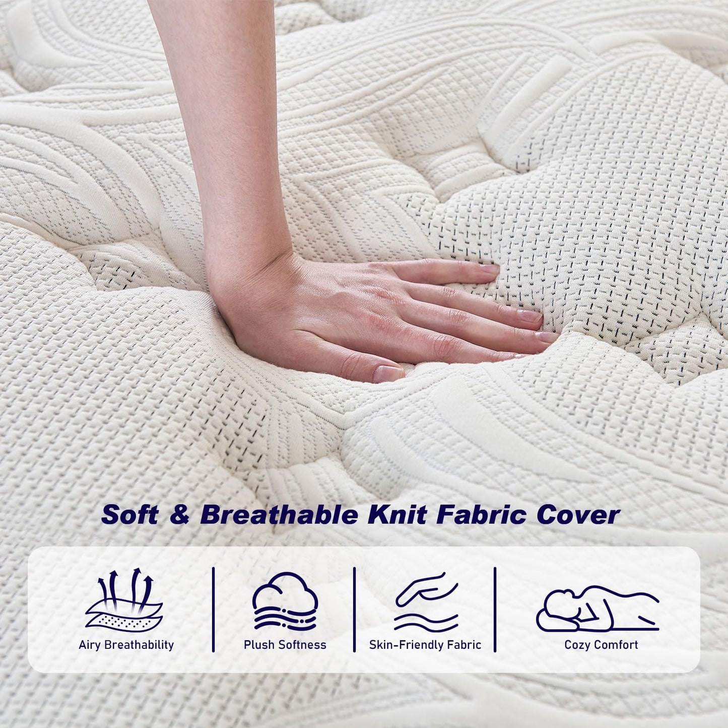 HomeMay 5FT, Double Mattress,150x200x28cm Hybrid Pocket Sprung, Medium Firm