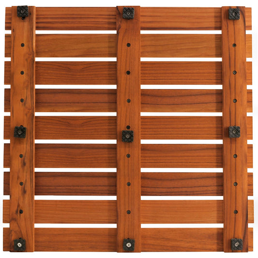 VaeFae Teak Shower Mat, Non-Slip Bath Mat, Luxury Spa Mat, Wooden Mat for Bathtub, 50.8 x 50.8 cm
