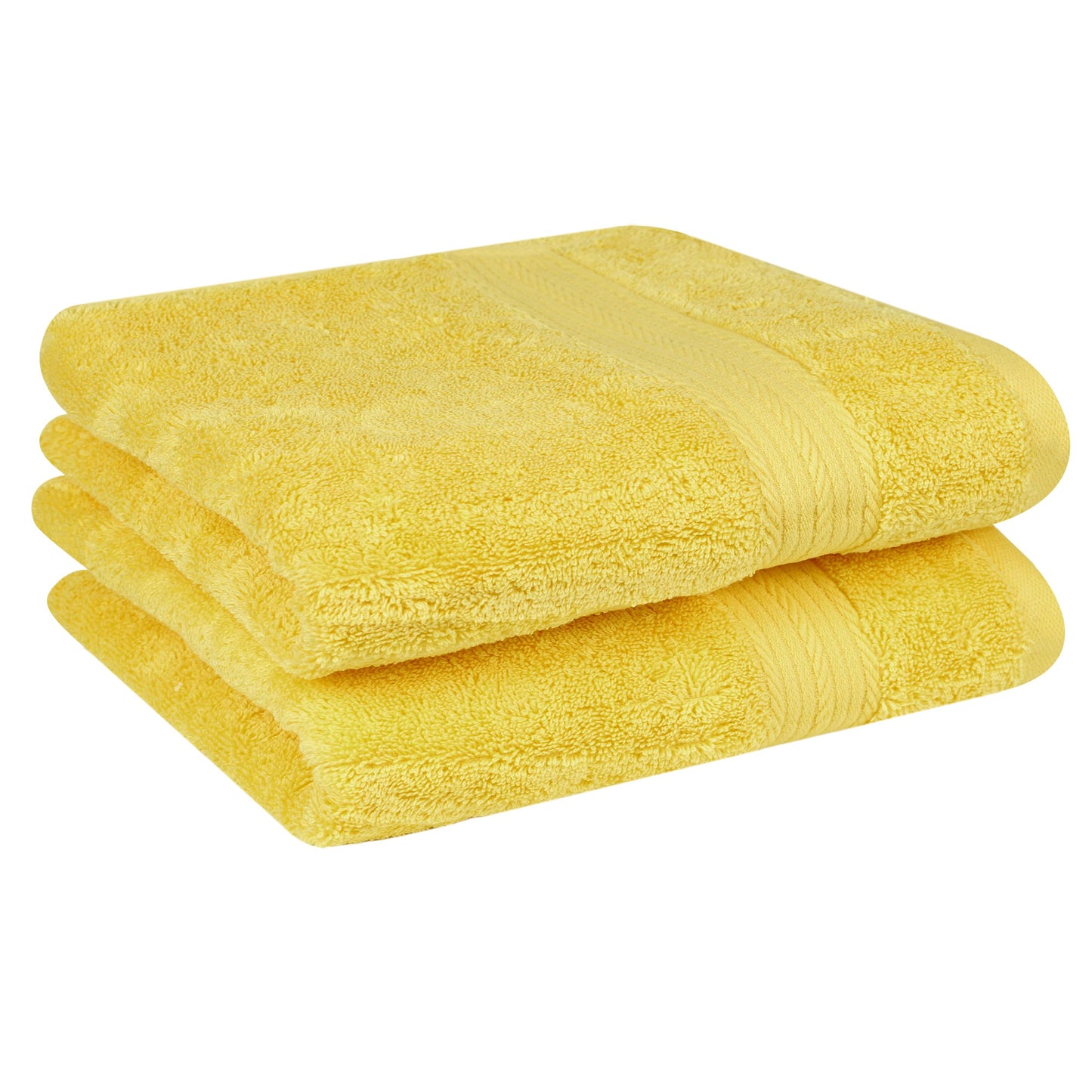 Ample Decor Hand Towel Set of 2 – 46 x 72 cm, 400 GSM, 100% Cotton – Quick-Drying, Super Absorbent – Ideal for Bathroom, Gym, Spa – Yellow