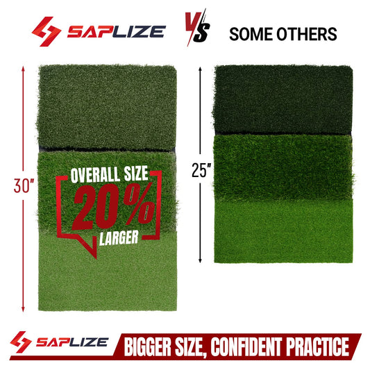 SAPLIZE 30"x15" Foldable 3-in-1 Golf Hitting Mat, Tight Lie, Rough and Fairway for Driving, Chipping, and Putting Training, Portable Golf Practice