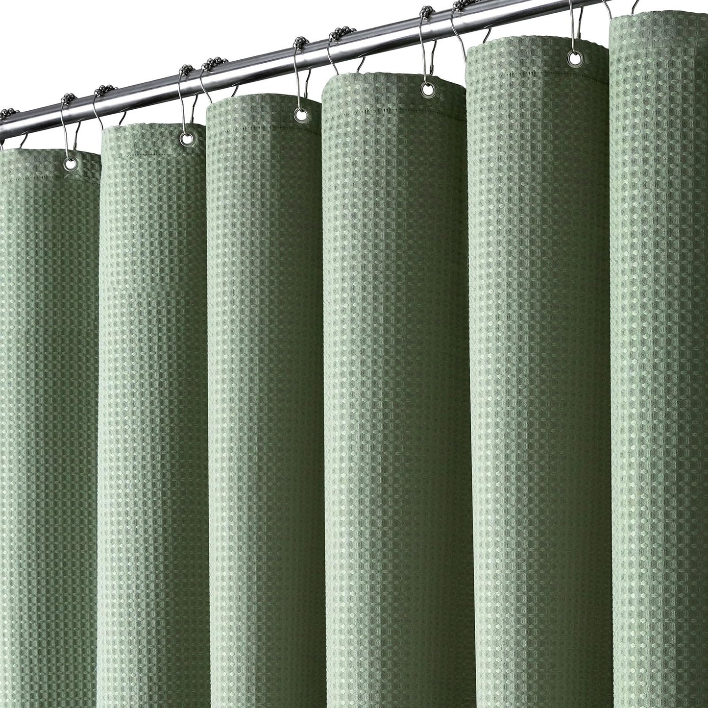 BTTN Waffle Shower Curtain, Weighted Mould Proof Resistant Thick Fabric Shower Curtains for Bathroom, Modern Hotel Luxury Waterproof Wet Room Shower