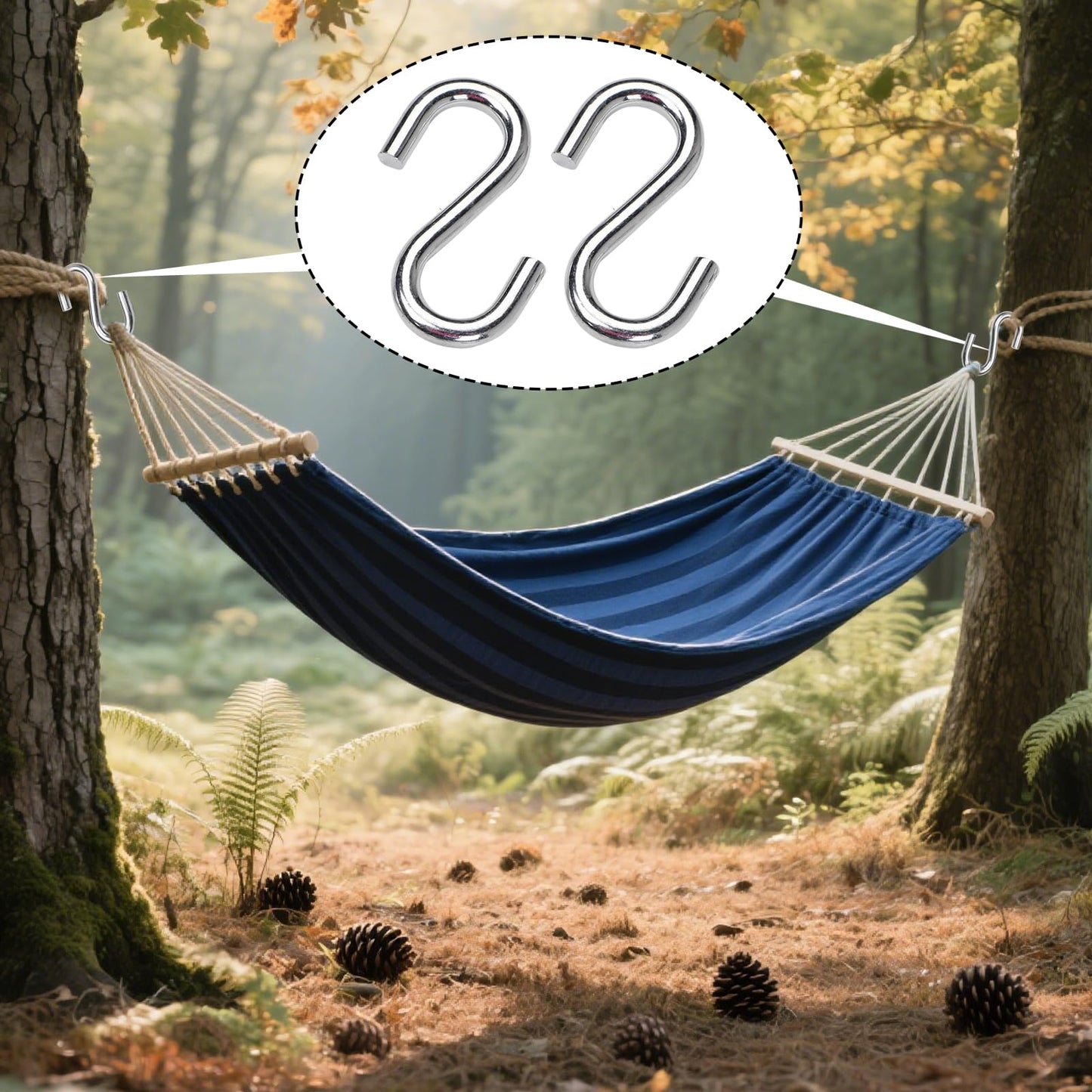 UEKPDM 304 Stainless Steel 3 - Inch S Hooks, Industrial Grade Utility Hooks for Hammock and Swing, 2 Packs