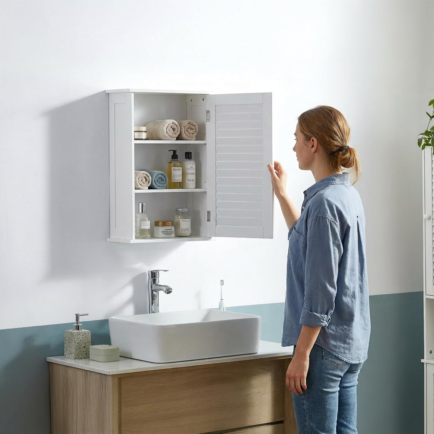 Bath Vida Bathroom Cabinet Single Door Shutter Wall Mounted Storage, White