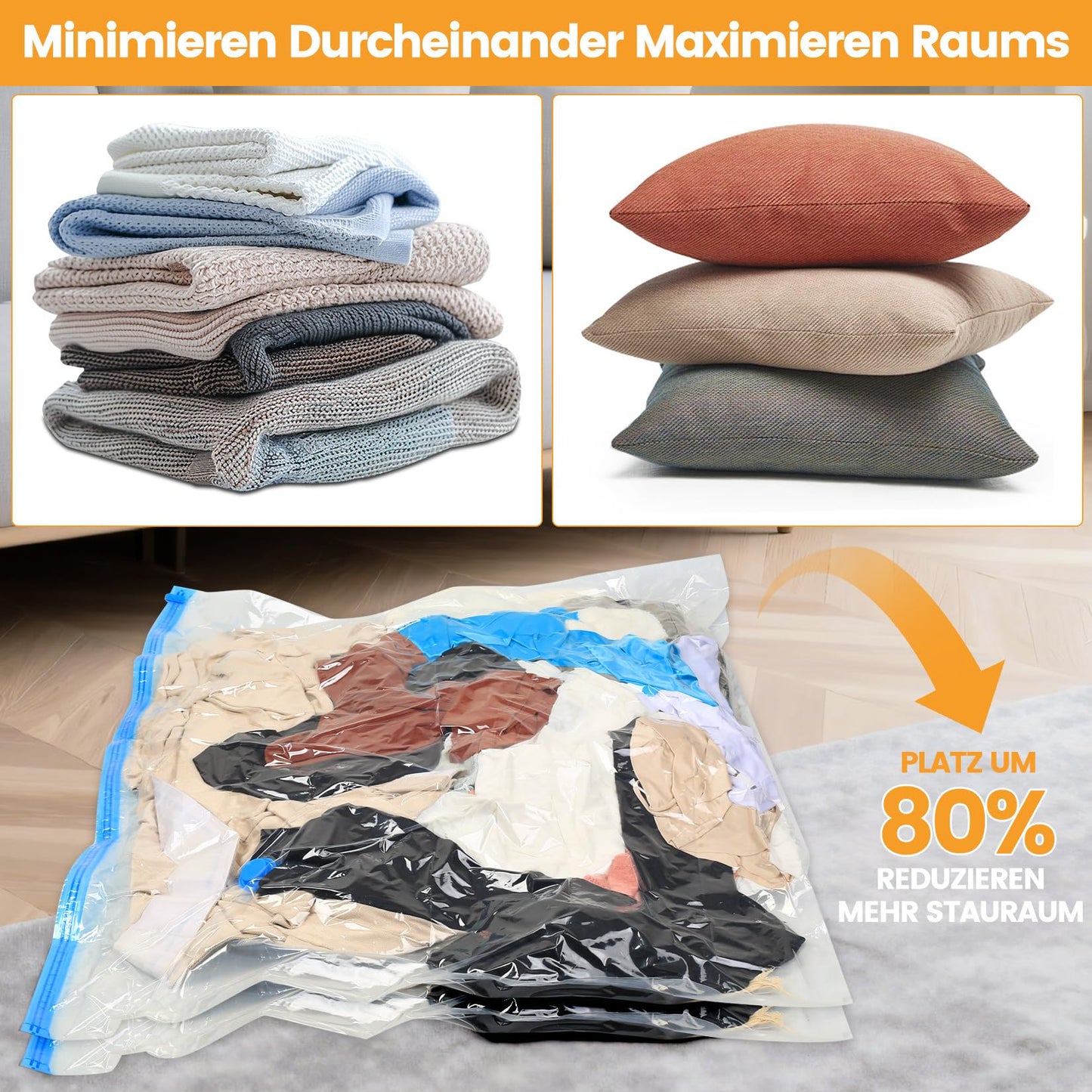 3 Pcs Vacuum Storage BagsVacuum Pack Bags for Clothes, Space Saver Compression Vacuum Bags for Clothing Pillows Duvets Bedding Quilt
