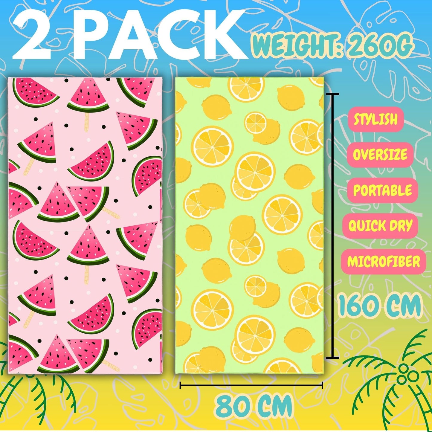Lubibi Beach Towel,2 Pack,Microfiber,Oversized,Sand-Free,for Kids Adults