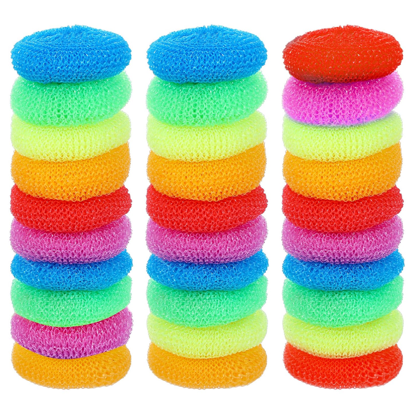 30 Pcs Plastic Dish Scrubbers Round Nylon Dish Scrubber Scouring Pads Plastic Pot Mesh Scouring Dish Pads Kitchen Scrubbers for Dishes Non Scratch