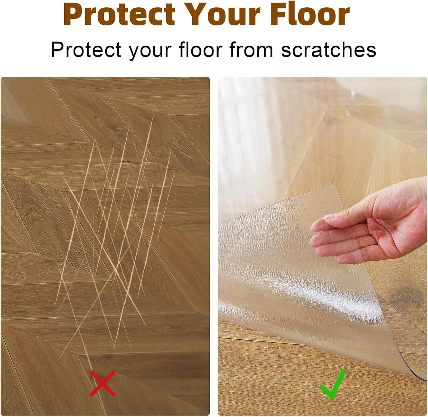 Royhom Plastic Floor Protector for 0ffice Chair, Clear Chair Mat for Hard floor, 100x140cm, Transparent PVC Mat for Home Office