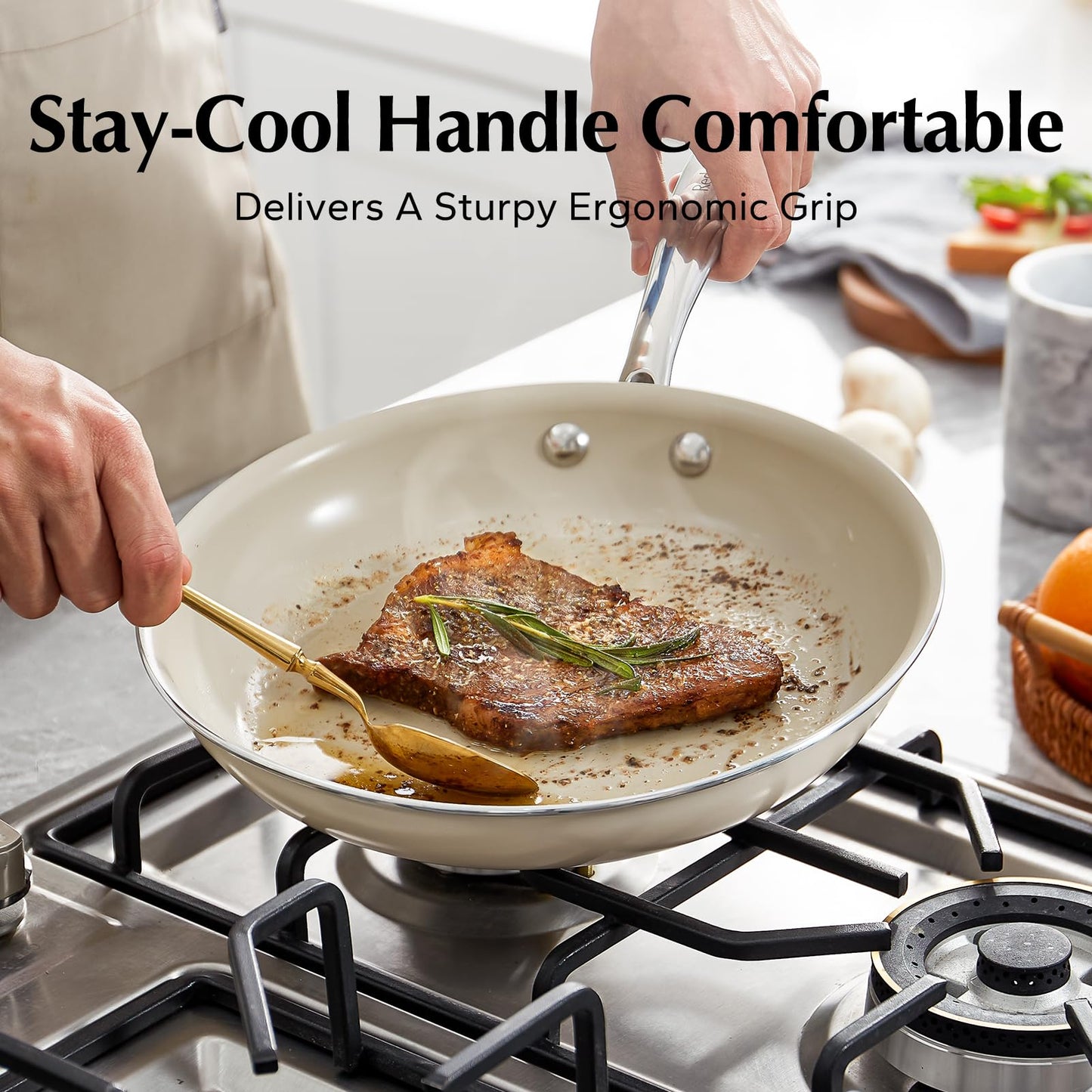 Redchef Nonstick Frying Pan Skillet 28cm, Ceramic Non-Stick Saute Pans, 11 inch Cooking Pan with Stay Cool Handle, All Stovetops (Gas, Electric &