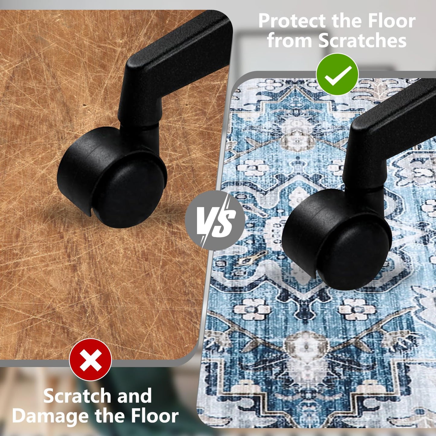 Homcomodar Office Chair Mat for Hardwood Floor Blue 90x120cm, Chair Floor Protection Mat Computer Desk Chair Mat for Hard Floor Non Slip Rubber Mats