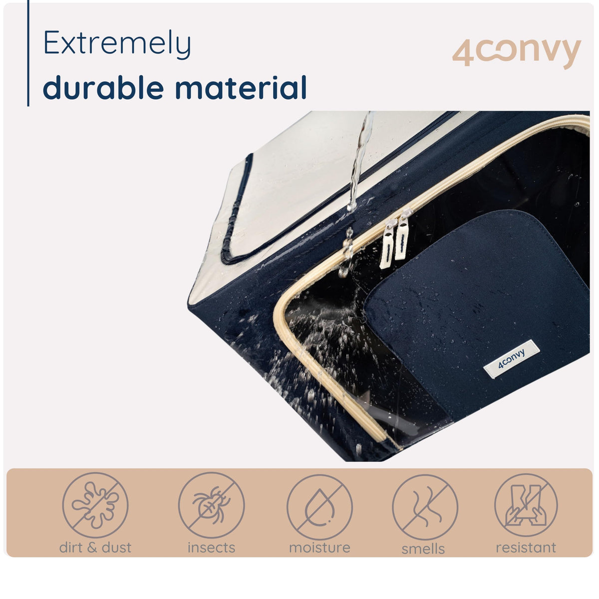 4CONVY Foldable Clothes Storage Boxes with Steel Frame - Stackable Storage Bags with Zipper - Collapsible Wardrobe Organiser for Clothes
