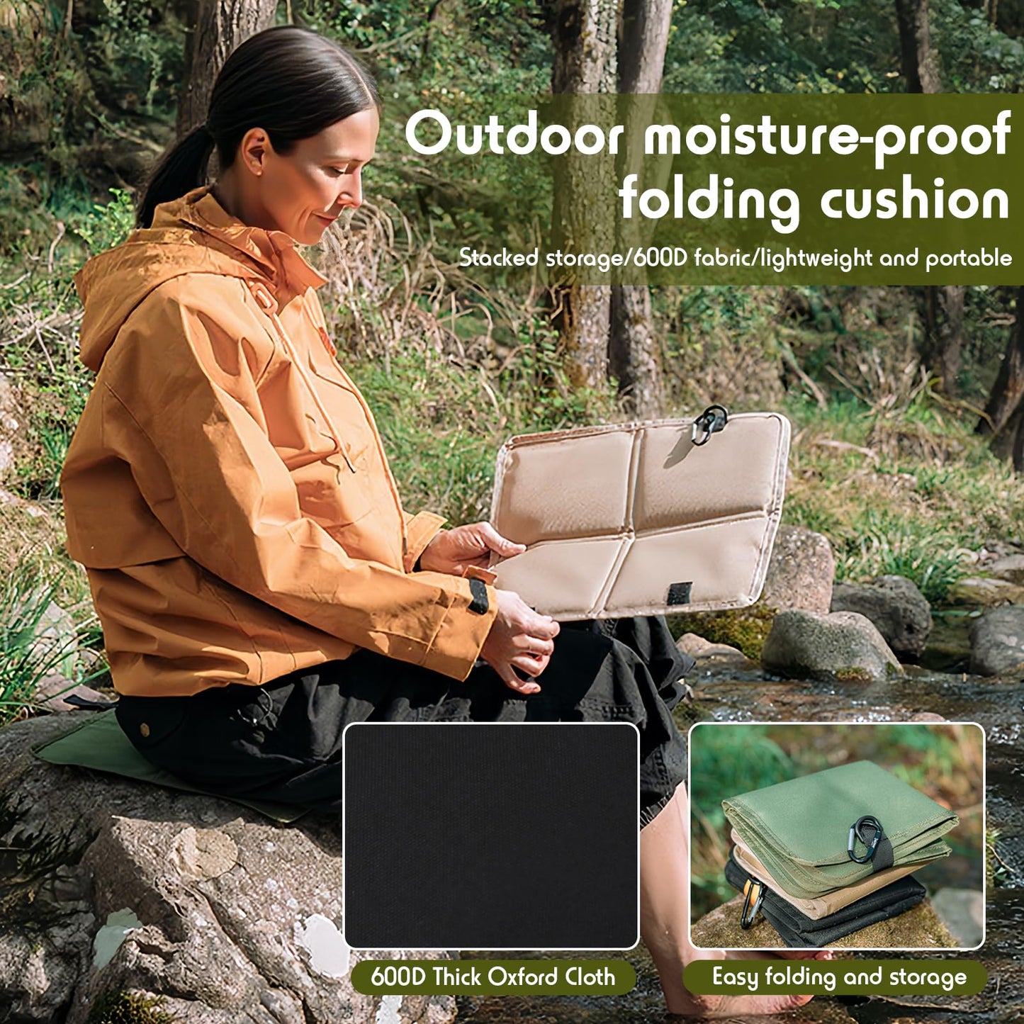 2 Pack Folding Seat Mat, Foldable Oxford Cloth Seat Pad, Waterproof & Insulated Camping Foam Sit Mat