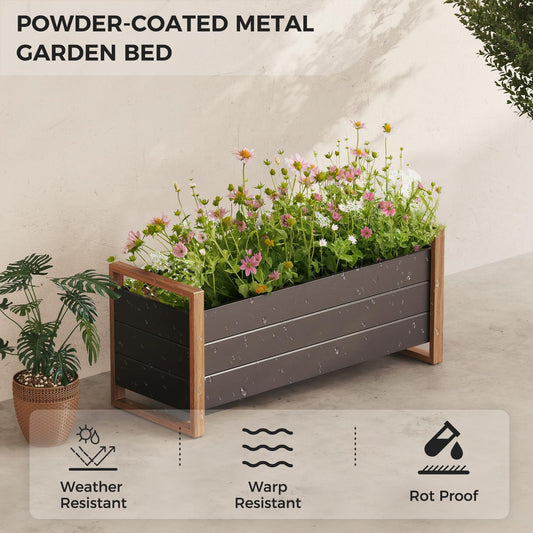 Grand patio Raised Bed for Garden, Raised Planter with Metall, Weather-Resistant, Easy to Assemble, Raised Planter Bed with Drainage Holes for