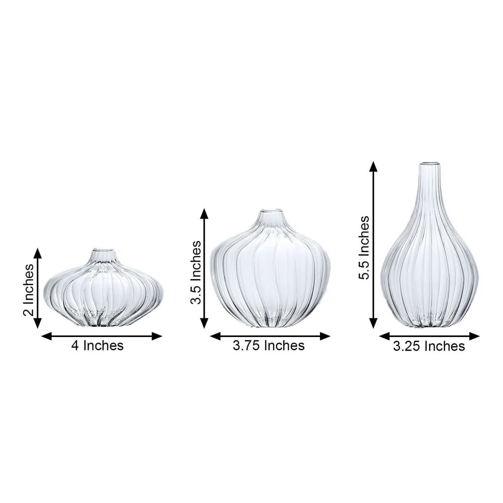 Ribbed Glass Bud Vase Trio