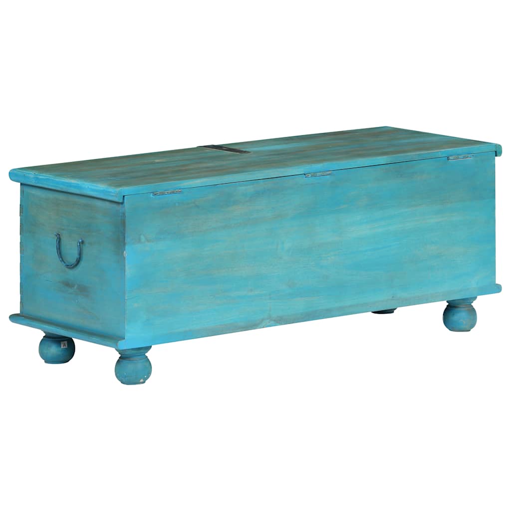 vidaXL Storage Chest | Blue | Solid Mango Wood | 100 cm x 40 cm x 41 cm