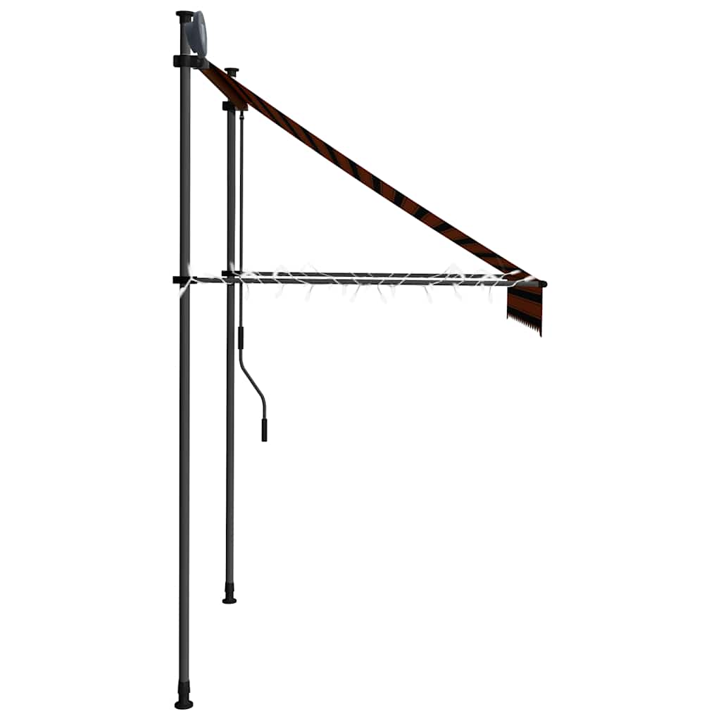 vidaXL Manual Retractable Awning with LED 150 cm Orange and Brown