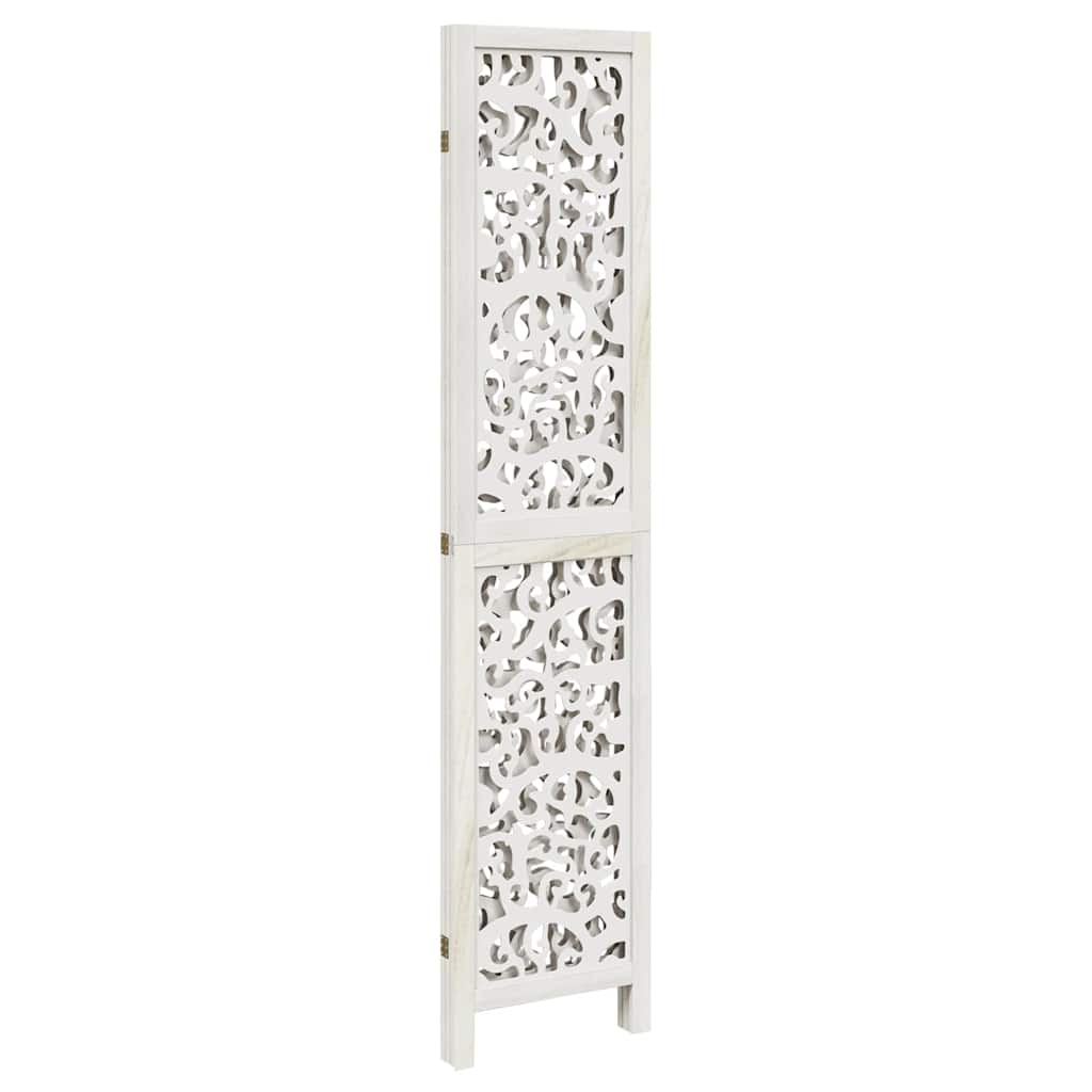 vidaXL Room Divider 3 Panels White Solid Wood Paulownia