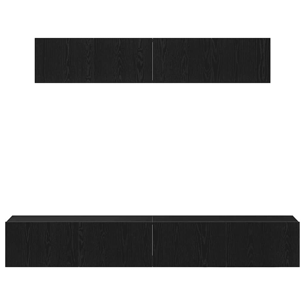 vidaXL TV Cabinet Set Wall-mounted 4 pcs Black Oak Engineered Wood