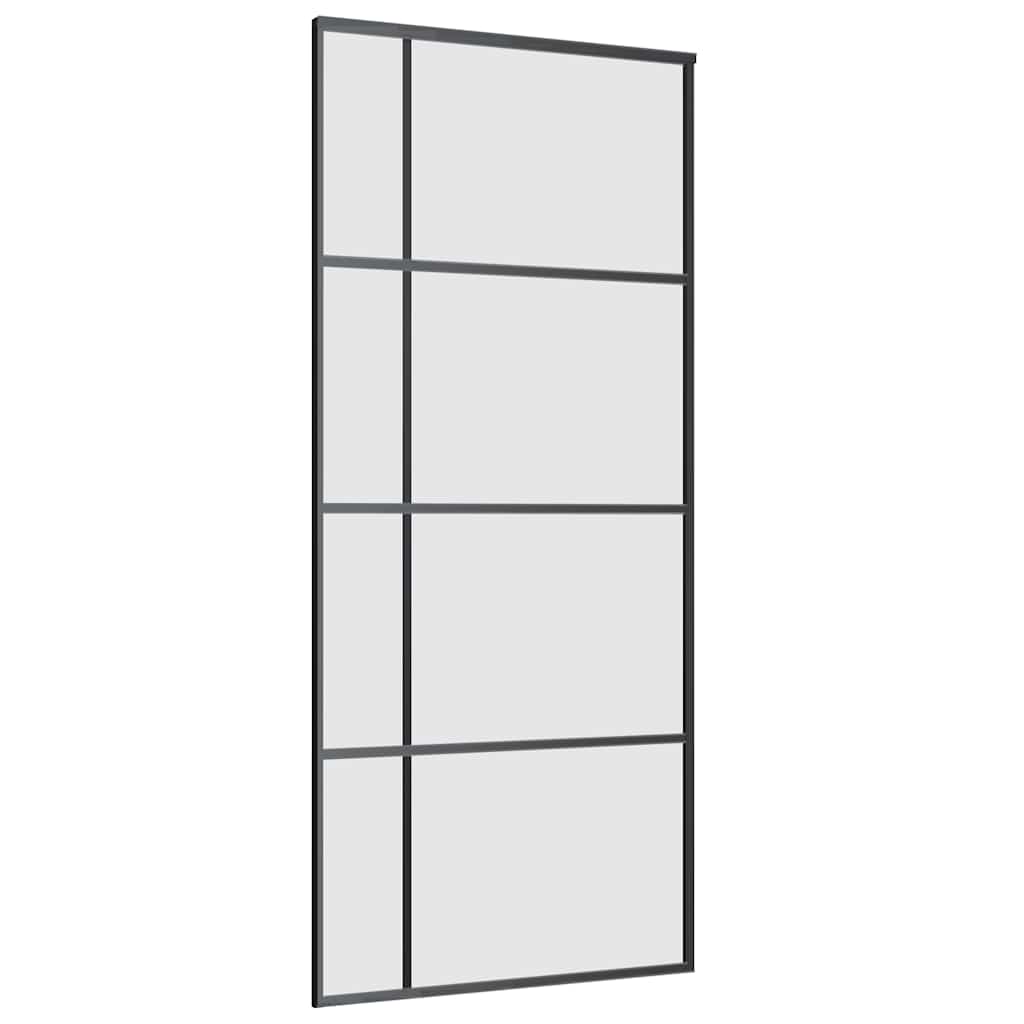 vidaXL Sliding Door with Hardware Set Black 90x205 cm ESG Glass