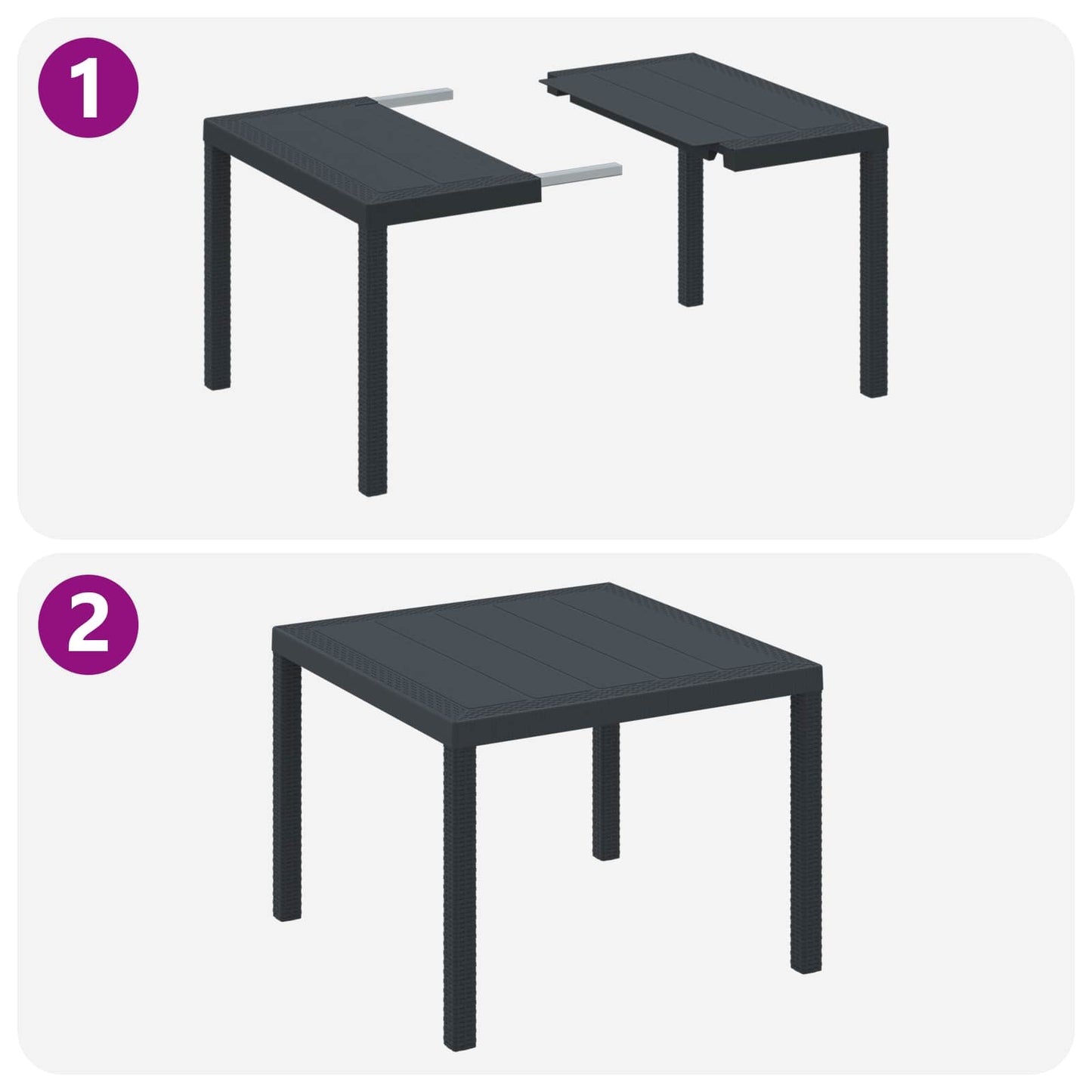 vidaXL Garden Table Anthracite 100 x 100 x 73 cm Poly Rattan