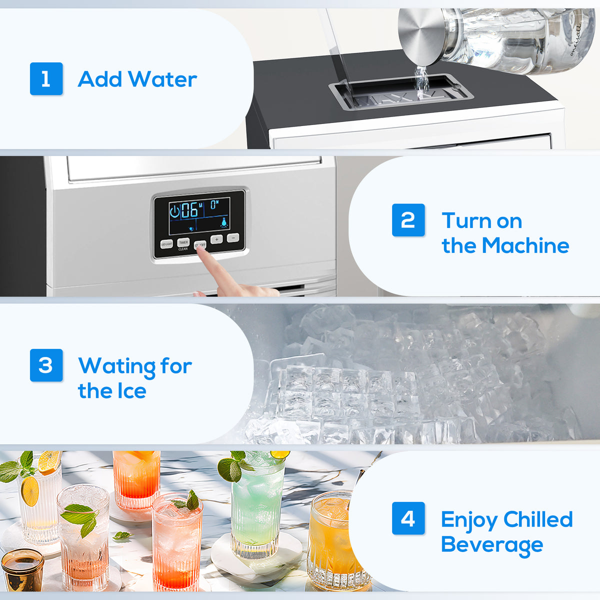 HOMCOM Commercial Ice Maker with 4kg Ice Storage - Silver Tone