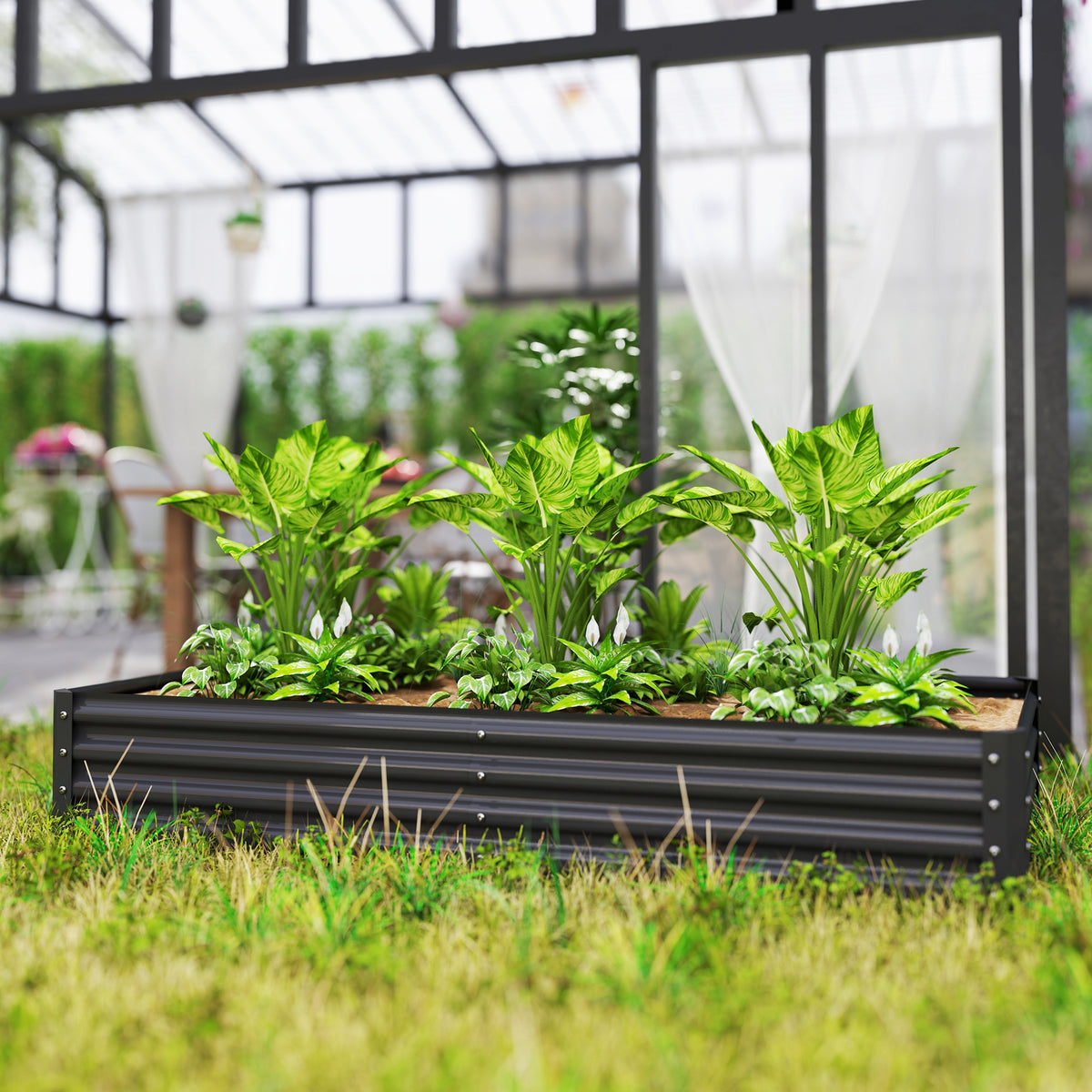 Outsunny 180 x 90cm Galvanised Steel Open Planter - 84H-211V00CG