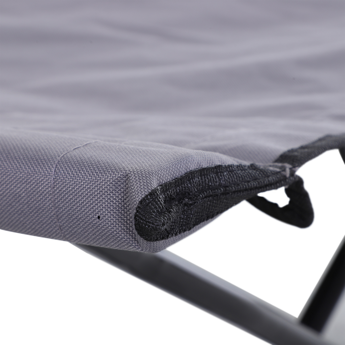 Outsunny Double Camping Folding Cot Outdoor Portable Sunbed w/ Carry Bag, Grey