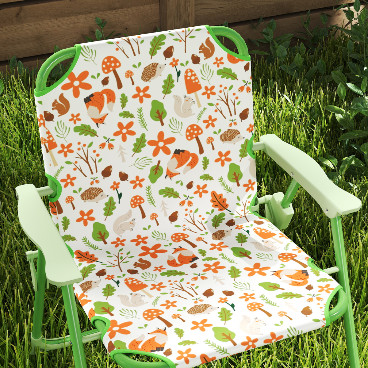 Cute Fox Design Kids Outdoor Furniture Set with Adjustable Parasol