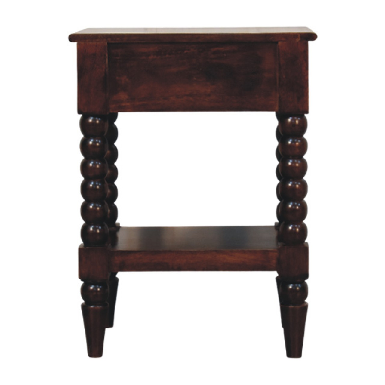 Artisan Furniture Solid Wood Vienna Nightstand, Drawer And Open Shelf, Dark Brown