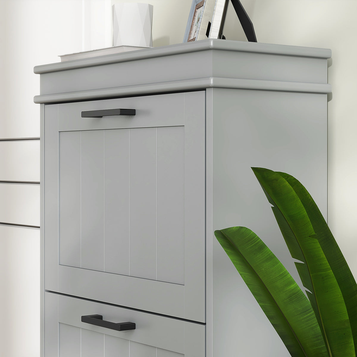 HOMCOM Three-Drawer Minimalistic Shoe Cabinet - Grey