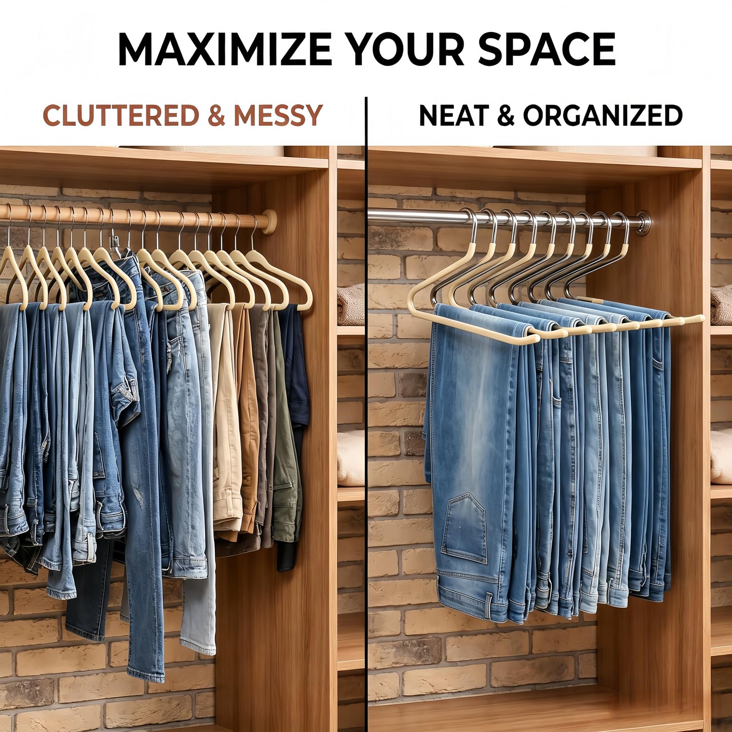 Trousers Hangers, 10 Pack Jeans Hangers for Women Men, Non-Slip Open Ended Metal Pants Hangers for Wardrobe & Clothes Rail