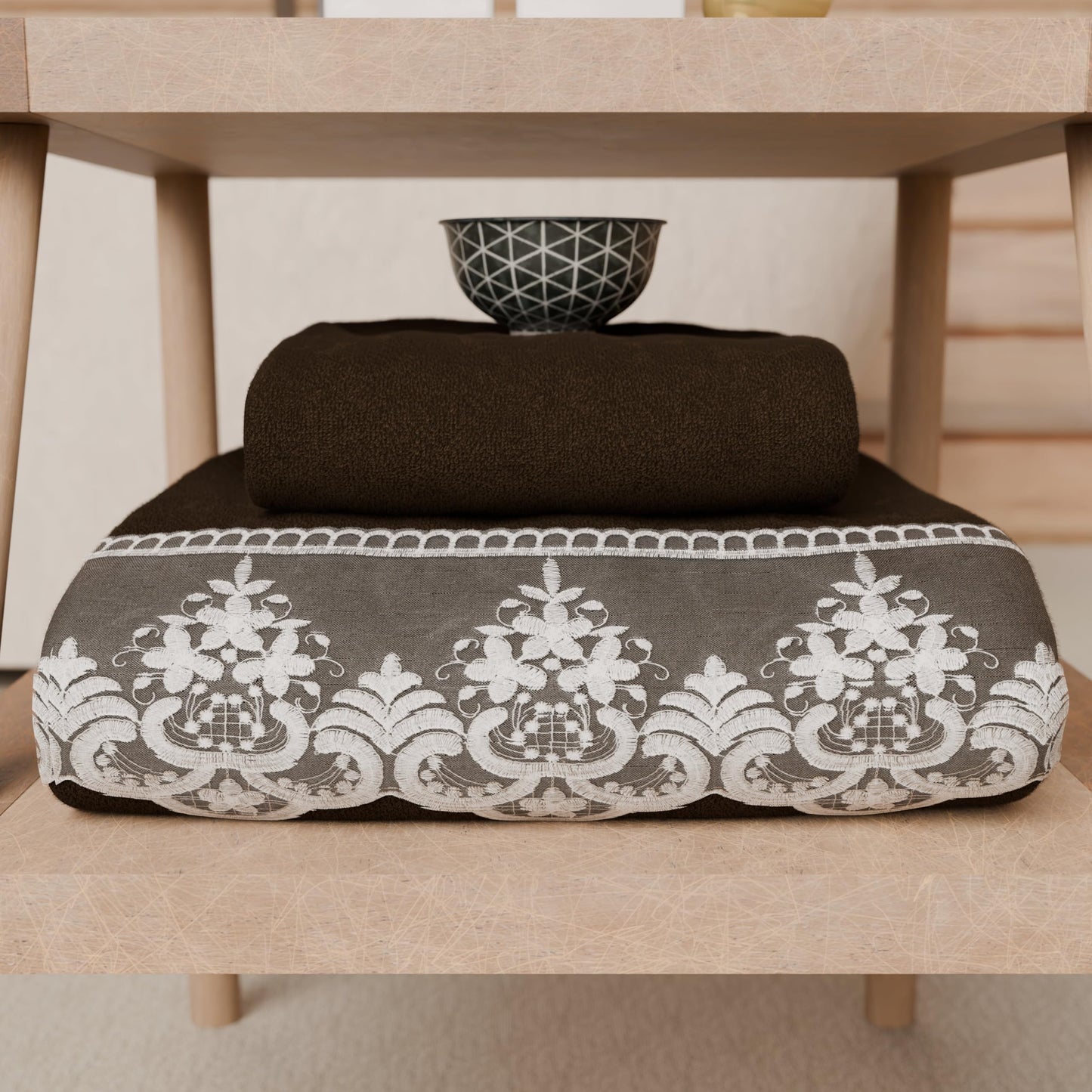 PETTI Artigiani Italiani - 100% Cotton Terry Bath Towels, 1+1 Towel Set, 2 Pieces, 1 Face Towel and 1 Hand Towel, Brown