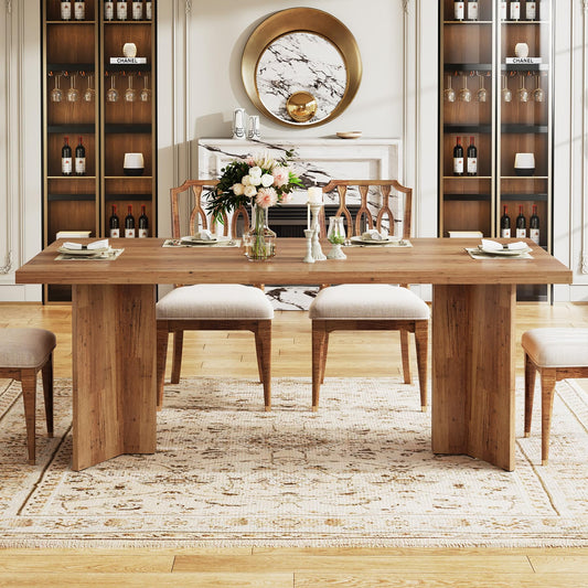 Tribesigns 63-inch Dining Table for 4-6, Farmhouse Kitchen Table with Large Tabletop, Rectangular Dinner Eating Table for Dining Room, Living Room