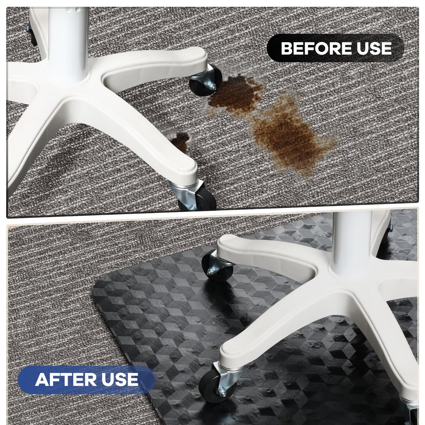 BesWin Office Chair Mat for Carpet, 76x122cm Non-slip Computer Desk Chair Mat for Low Pile Carpets