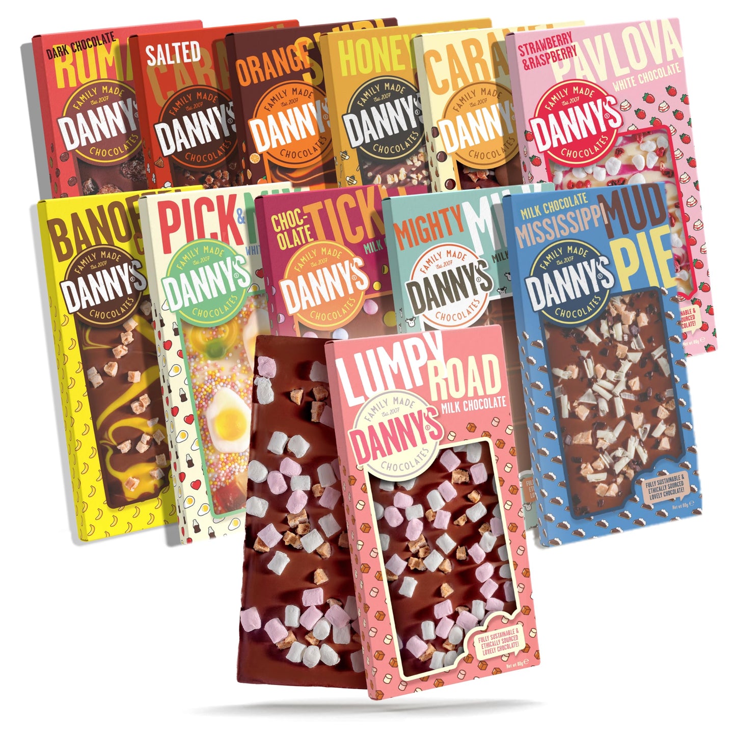 Danny's Chocolate Big Celebration Box 12 x 80g Bars - Easter Birthday Chocolates Gift Bundle - Chocolate Bars Multipack Selection Box - Mixed Bar Gift