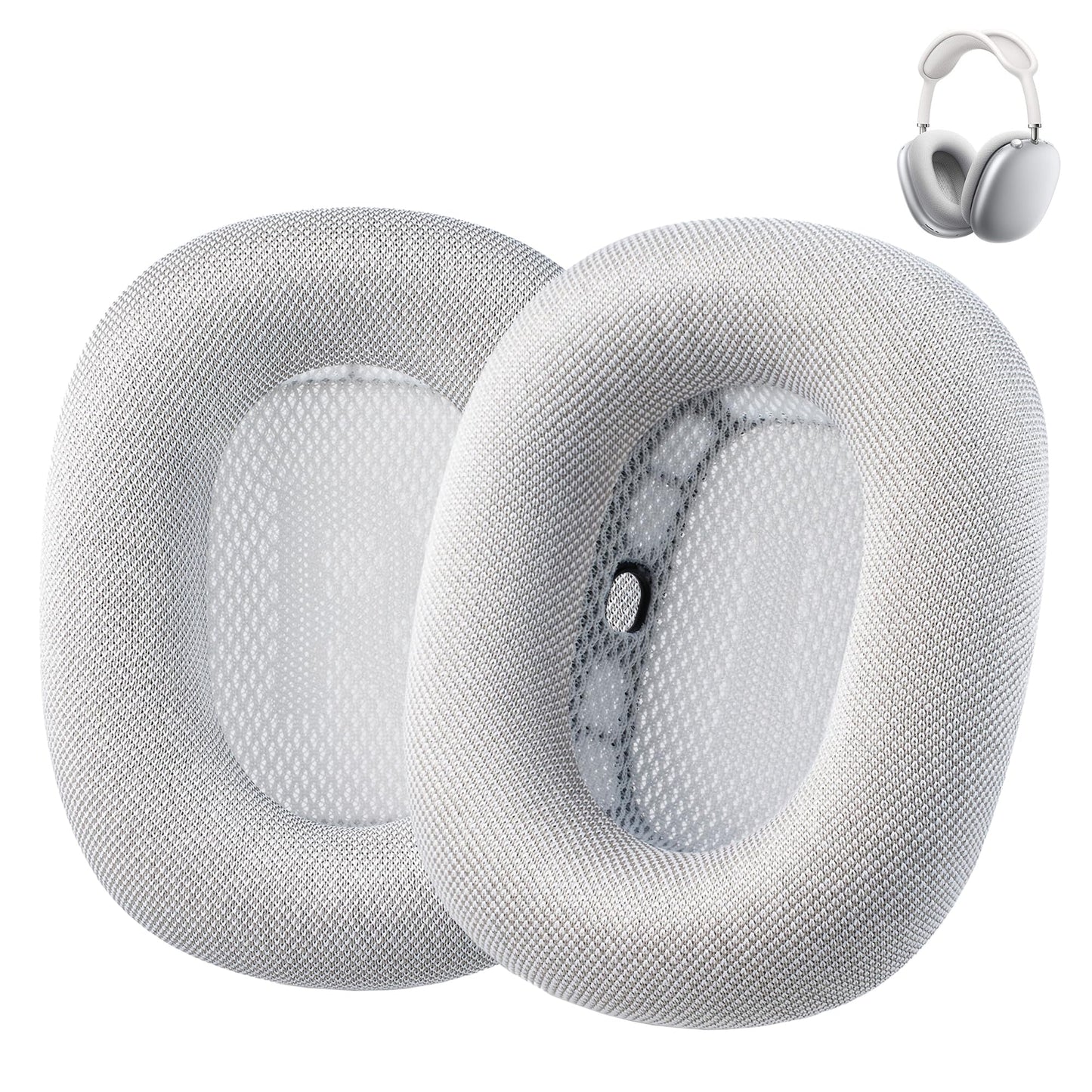 AHG Accessory House Global Upgraded Replacement airpods max ear Cushions pads compatible with Apple AirPods Max Headphones (Silver). Silicone Lined