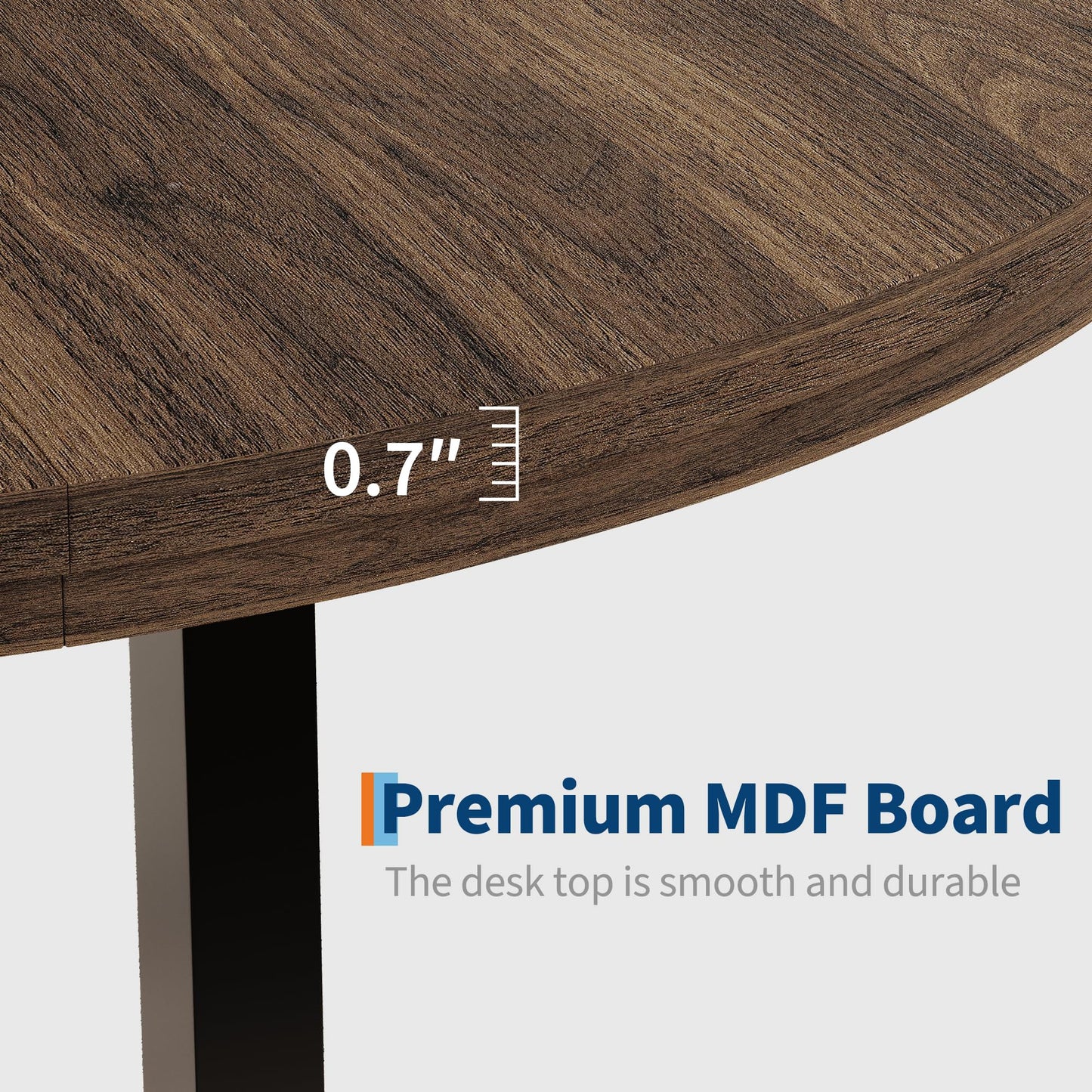 47 in Round Dining Table, Industrial Dinner Table for 4 to 6, Wooden Kitchen Table with Sturdy Metal Frame & Rustic Light Oak Finish