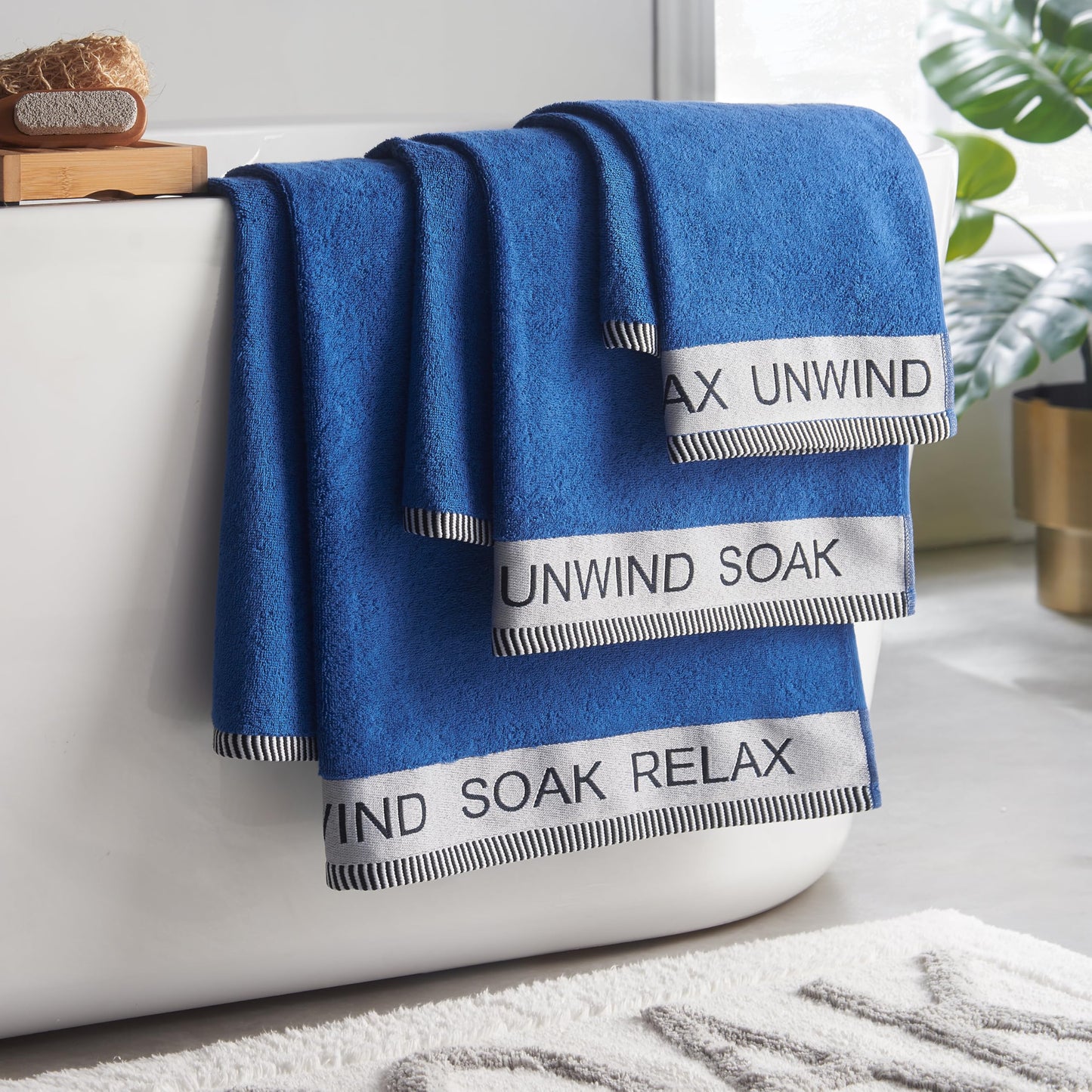 Catherine Lansfield Relax And Unwind 50x85cm Hand Towel Cobalt Blue