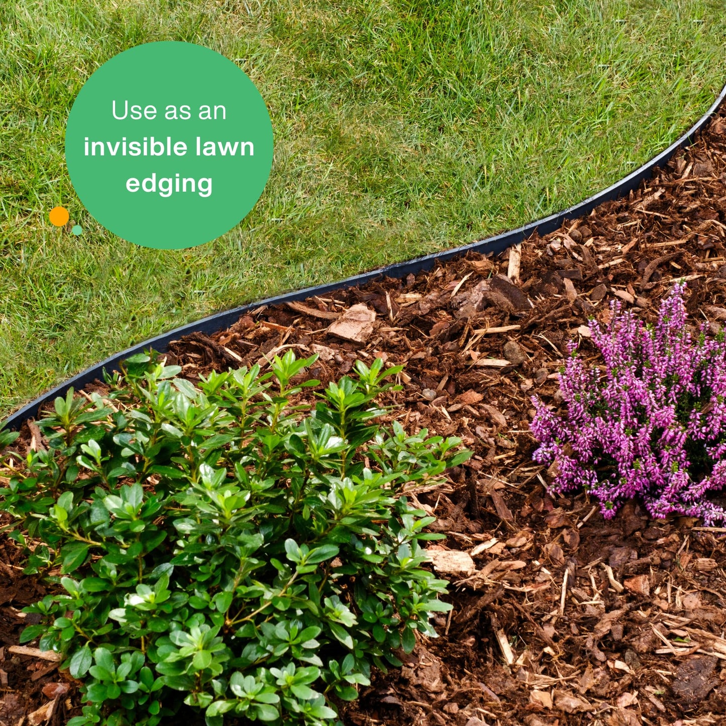 Flexible Lawn Edging 18 m - Invisible Plastic Garden Edge with 100 Securing Pegs - Easy to Use, Weather Resistant - Grass, Flowerbed & Path Border