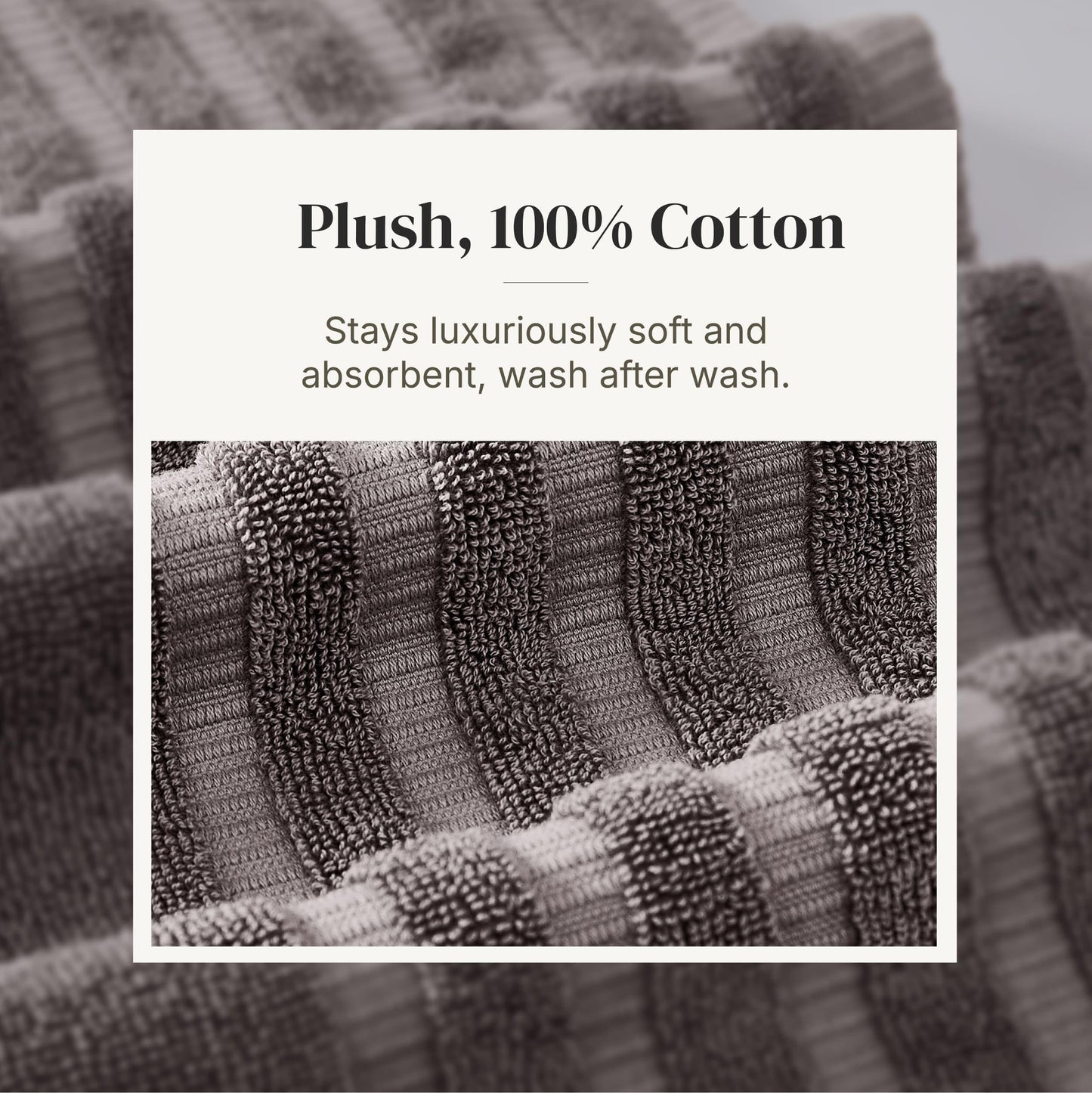 Pacific Coast Textiles 6 Pc Yarn Dyed Towel Organic Vines Ash Grey, 6-Piece