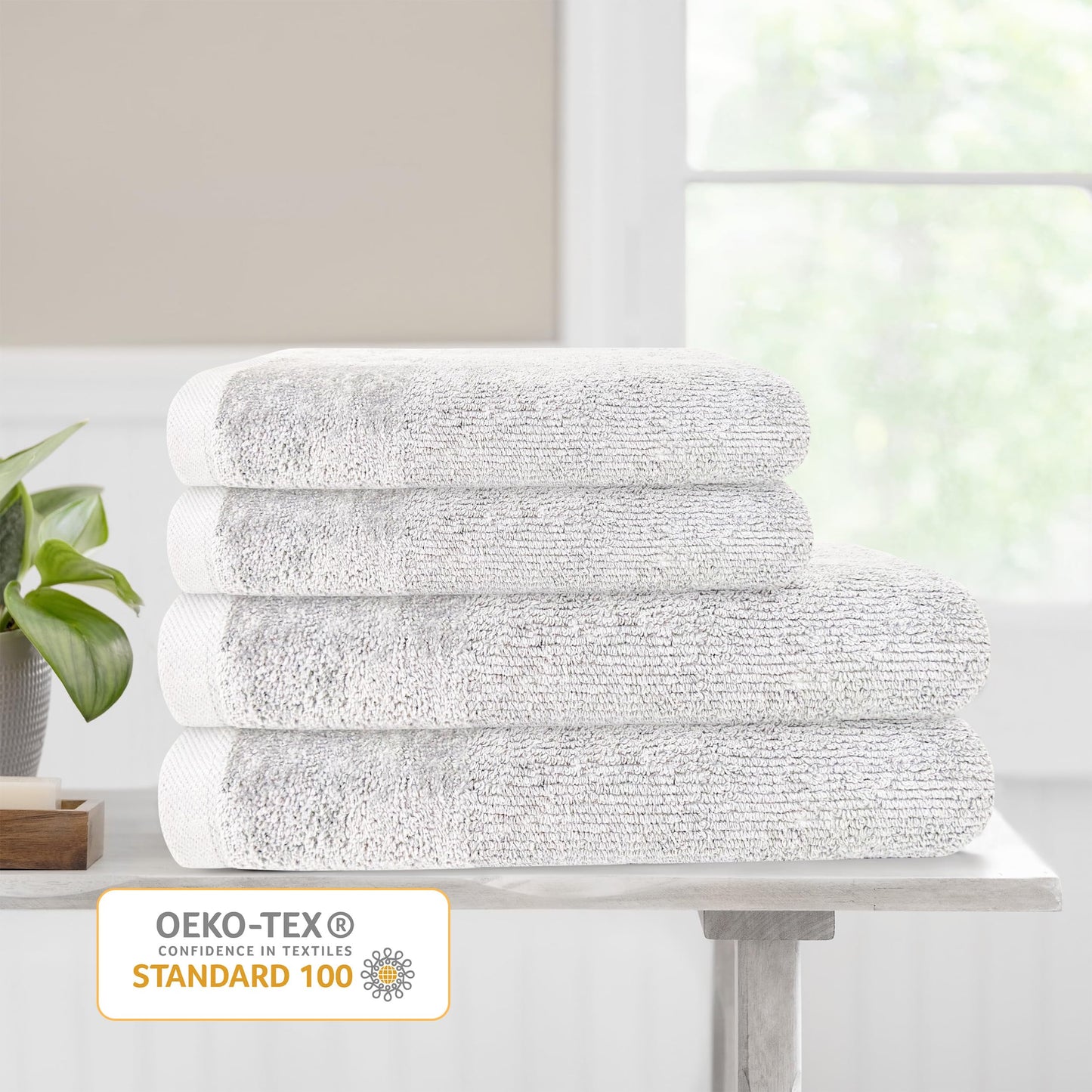 Olivia Rocco 4 Piece Regal Towel Bale Set with 2 Large Bath & 2 Hand Towels Ultra Soft Quick Drying Highly Absorbent 100% Cotton Bathroom Sets, White