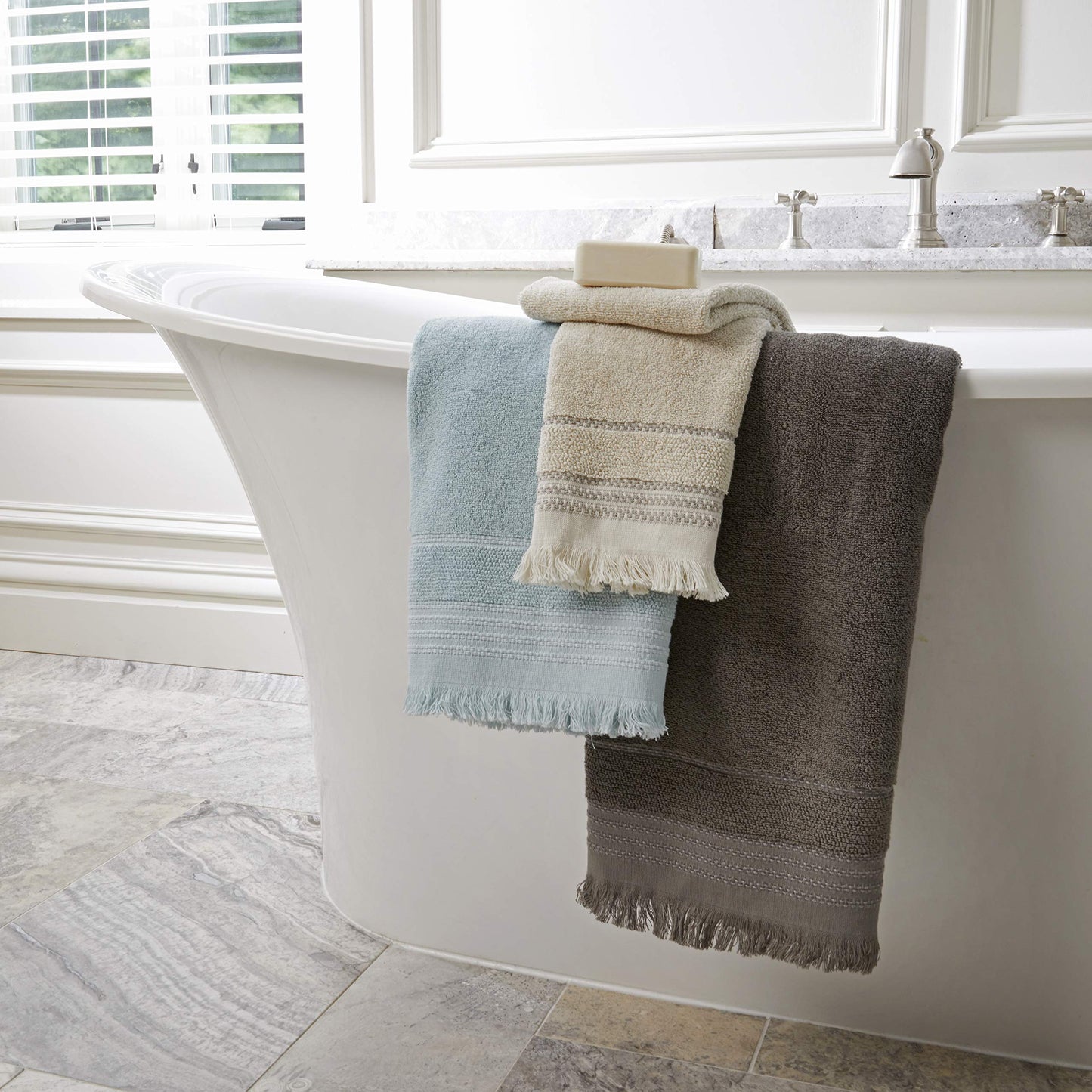 SKL Home Hand Towel Set, Cotton, Taupe