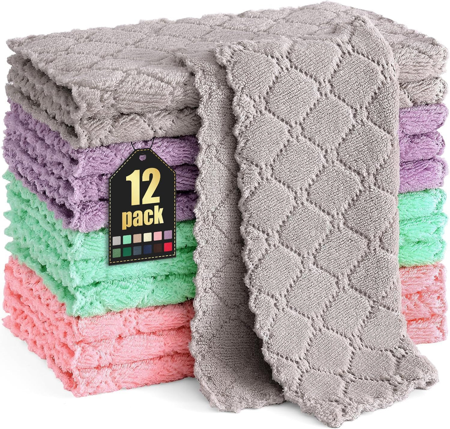Moosfor Tea Towels, Microfibre Cloths, 25 x 25 cm, Cleaning Cloths, Car Care, Polishing Cloth, Absorbent Washable Microfibre, Soft Lint-Free Kitchen