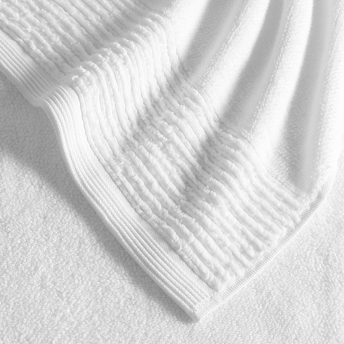 Vera Wang | Sculpted Pleat Collection | Towel Set-100% Cotton, Soft & Luxurious, Super Absorbent & Medium-Weight, 6pc, White