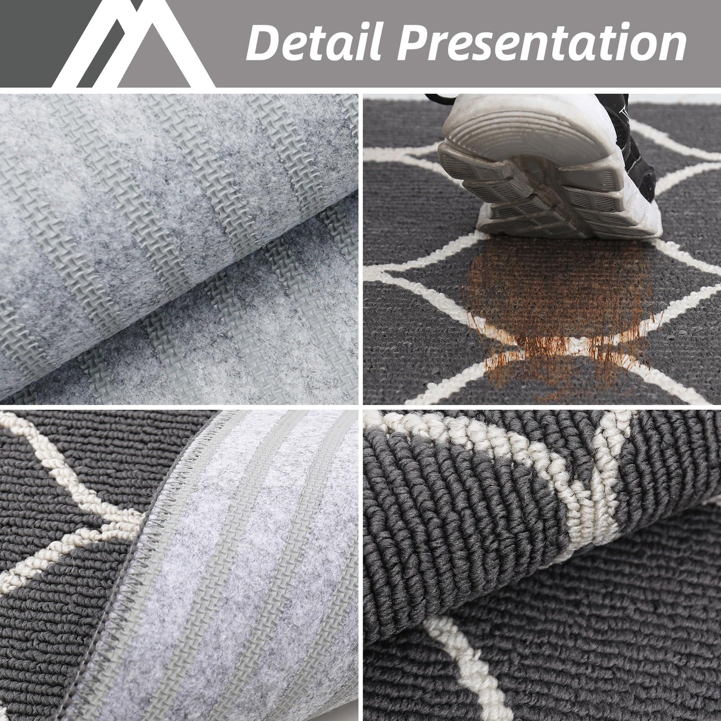 COSY HOMEER Kitchen Mat, 60 x 120cm, Non-Slip Floor Runner Rug, Machine Washable for Entryway, Laundry Room, Grey