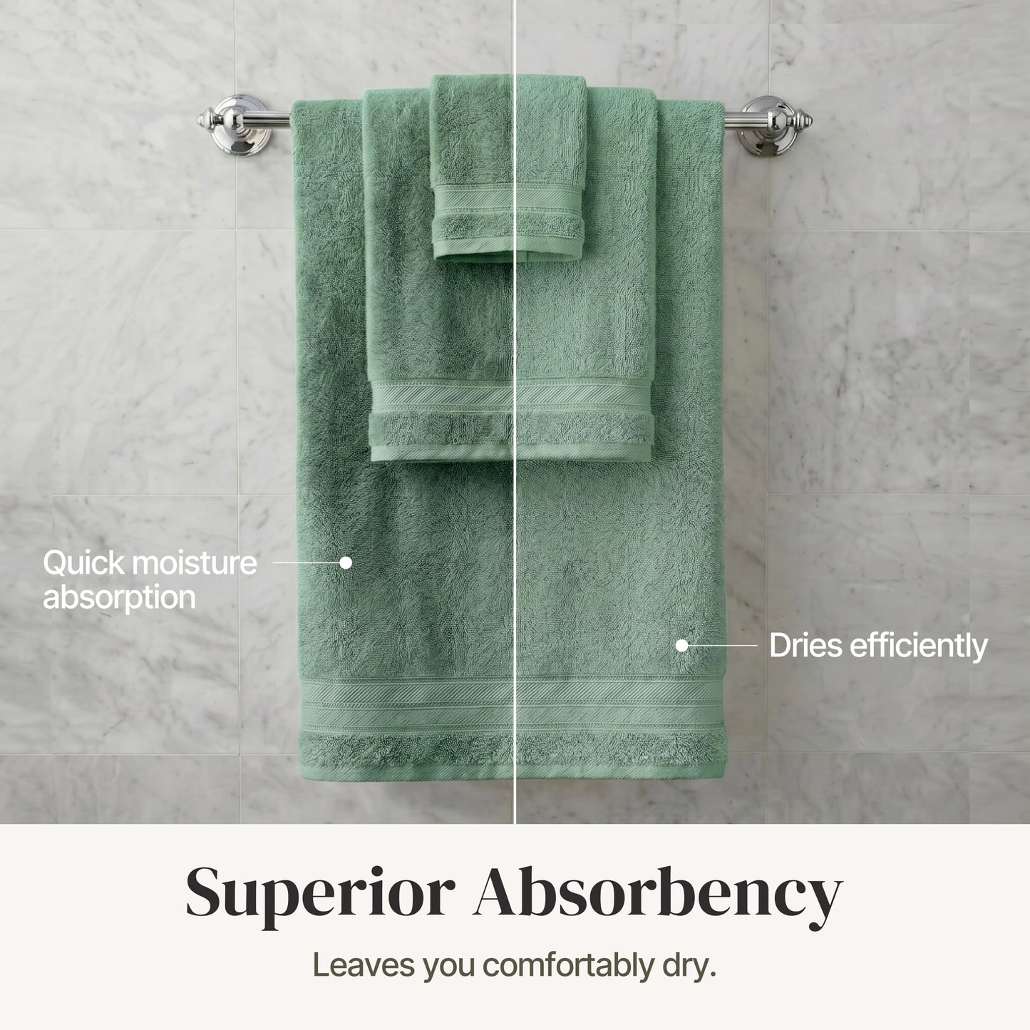 Modern Threads Super Absorbent & Quick Dry-600 GSM-Soft & Plush, Cotton, Eucalyptus, 27 in x 54 in